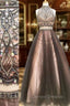 Custom Made Two Pieces Tulle Long Prom Dress, Black Evening Dress