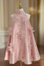 Cute A Line Halter Pink Travel Vacation Dress Short Satin Birthday Dress