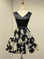 Cute Black Knee Length Lace Homecoming Dress, Party Dress