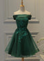 Cute Dark Green Off Shoulder Short Party Dress, Tulle Homecoming Dress