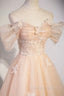 Cute Flowers Tulle Long Formal Dress, Off Shoulder Evening Dress