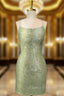 Cute Green Spaghetti straps Lace Up Sequined Homecoming Party Dress