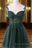 Cute Green Tulle Short Straps Sweetheart Homecoming Dress, Green Short Prom Dress