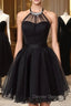 Cute Little Black Short Homecoming Dress Halter Short Prom Dress