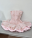 Cute Pink Strapless Lace Satin A Line Short Homecoming Dress 21St Birthday Party Dress