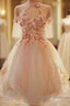 Cute Tulle Lace Applique Short Prom Dress, Cute Homecoming Dress