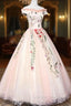 Cute Tulle Lace Long Formal Dress, A-Line Off Shoulder Party Dress