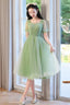 Cute Tulle Short Knee Length Prom Dress, Green A-Line Evening Party Dress