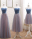 Cute Tulle Sweetheart Neck Prom Dress, Gray Blue Long Formal Dress