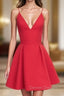 Cute V Neck Red Short Prom Dress, Red Homecoming Dress