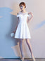 Cute White Off The Shoulder Knee Length Party Dress, Wedding Party Dress