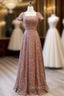 Dark Champagne Sequins Square Prom Dress