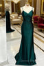 Dark Green Mermaid Satin Long Prom Dress