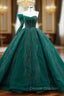 Dark Green Tulle One Shoulder Beading Prom Dress