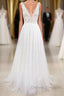 Deep V-neck Lace A-line Tulle Wedding Dress