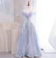 Dreamy Gradient Light Purple A-Line Off-The-Shoulder Iridescent Sequined Tulle Long Prom Dress Evening Dress