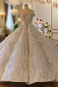 Dubai Tulle Sequins Off the Shoulder Beading Crystal Wedding Dress