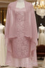 Dusty Pink Short Lace Mother Of The Bride Dress With Jacket Formal Prom Gowns