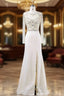 Elegance Mother of the Bride Dress Elegant With Crystal Beading Scoop-Neck Long Sleeves