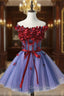 Elegance Off Shoulder Homecoming Dress, Tulle Homecoming Dress, Applique Junior