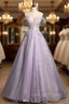 Elegance Purple Tulle Off the Shoulder Beading Prom Dress