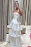 Elegant A Line Long White Tiered Prom Dress 21Th Birthday Outfits