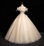 Elegant Champagne One-Shoulder 3D Floral Tulle Long Ball Gown Evening Dress Sweet 16 Dress