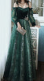 Elegant Dark Green Lace Gown Prom Dress,