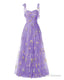 Elegant Embroidery Lavender Prom Dresses Sweetheart Spaghetti Straps A Line Party Dress Long Simple Formal Dress