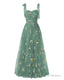 Elegant Embroidery Peacock Prom Dresses Sweetheart Spaghetti Straps A Line Party Dress Long Simple Formal Dress