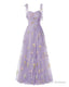 Elegant Embroidery Purple Prom Dresses Sweetheart Spaghetti Straps A Line Party Dress Long Simple Formal Dress