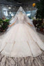 Elegant Half Sleeves Ball Gown Lace Layer Wedding Dress