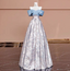Elegant Jacquard Satin Off-The-Shoulder Long Prom Dress Evening Dress