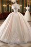 Elegant Long Ball Gown High Neck Tassel Sleeves Tulle Wedding Dress