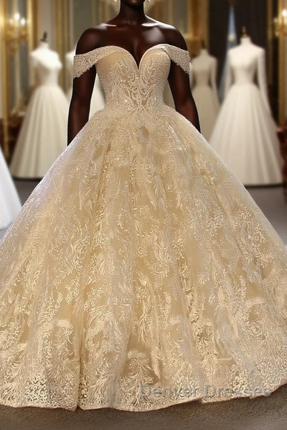 Wedding Dress Shopping Near Me, Elegant Long Ball Gown Off the shoulder