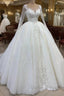Elegant Long Ball Gown Sweetheart Tulle Wedding Dress with Sleeves