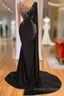 Elegant Long Black Mermaid Beading Lace Prom Dress
