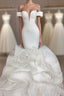 Elegant Mermaid African Women Wedding Dress Off The Shoulder Ruffles High Quality Satin Birdal White Wedding Gowns Prom Dress