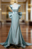 Elegant Mermaid Bow Satin Long Evening Dress Prom Dress
