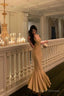 Elegant Mermaid Spaghetti Straps Yellow Long Prom Dresses Birthday Outfits Evening Gown
