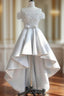 Elegant Off The Shoulder Applique Satin White Homecoming Dress Online,