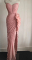 Elegant Pink 3D Floral Strapless High-Slit Chiffon Prom Dress Evening Dress