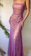 Elegant Purple Lace Evening Dress, Sleeveless Party Dress