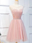Elegant Short Pink Tulle Prom Dress, Short Pink Tulle Formal Homecoming Dress