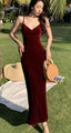 Elegant Sweetheart Spaghetti Straps Long Evening Dress Velvet Prom Dress