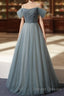 Elegant Tulle Long A Line Prom Dress, Evening Dress
