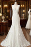 Elegant Tulle V-Neck Neckline Mermaid Wedding Dress With Beaded Lace Appliques