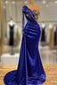 Elgeant Royal Blue One Shoulder Mermaid Prom Dress with Sleeves