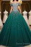 Emerald Green Sequin Prom Dress Beaded Quinceanera Dress, Sweet 16 Dress