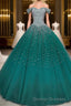 Emerald Green Sequin Prom Dress Beaded Quinceanera Dress